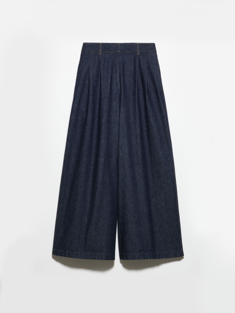 Ribbed cotton vest top, optical white | MAX&Co. Textured denim maxi culottes - NAVY - MAX&Co.